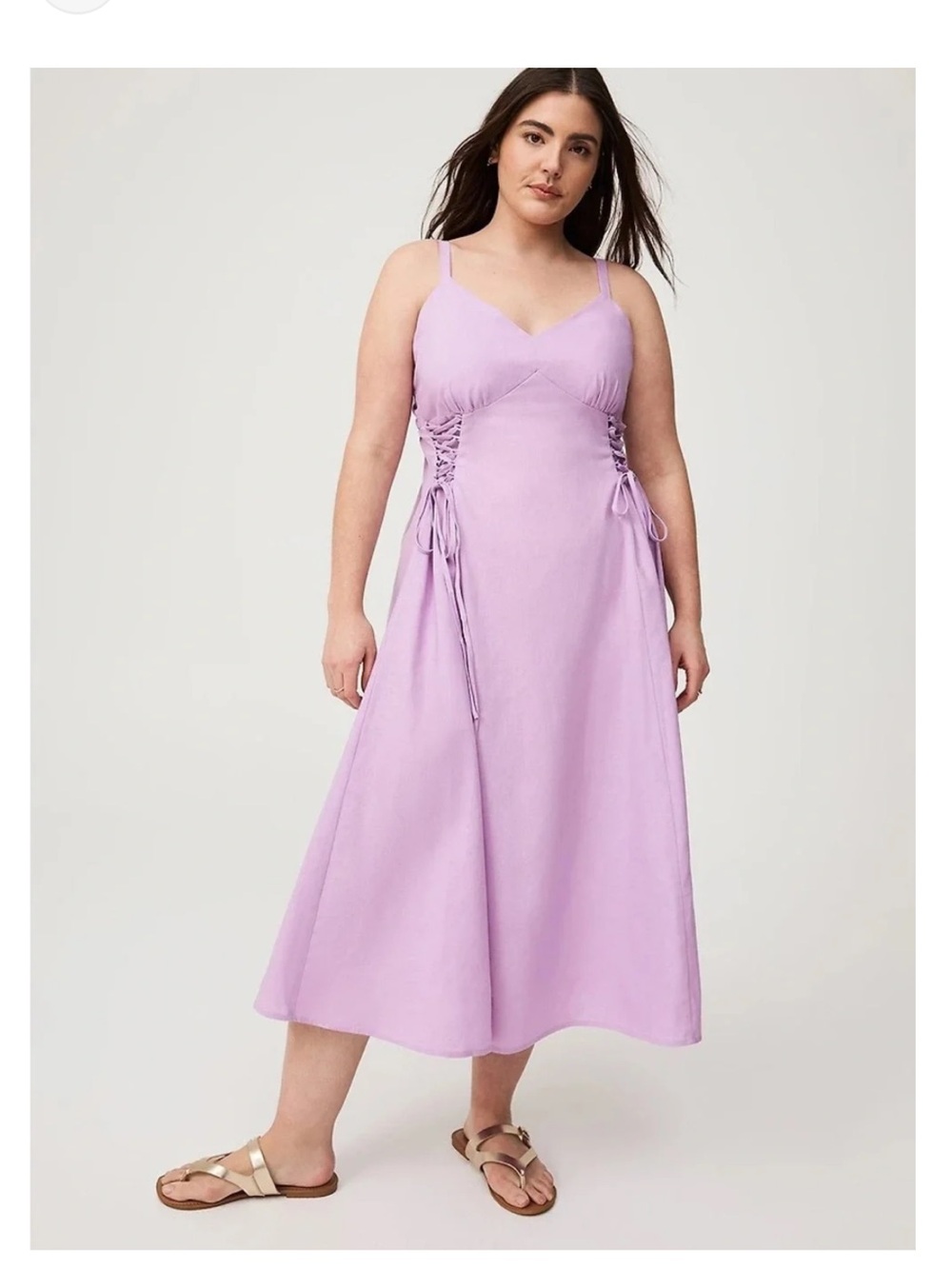 Torrid NWT 0X Lilac Lace-Up Spaghetti Strap Dress